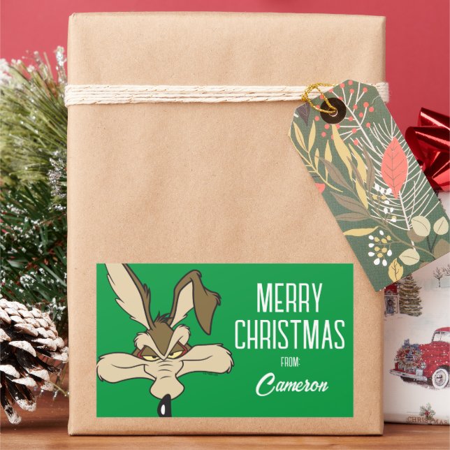WILE E. COYOTE™ Pleased Head Shot | Happy Holidays Rectangular Sticker (Holiday)