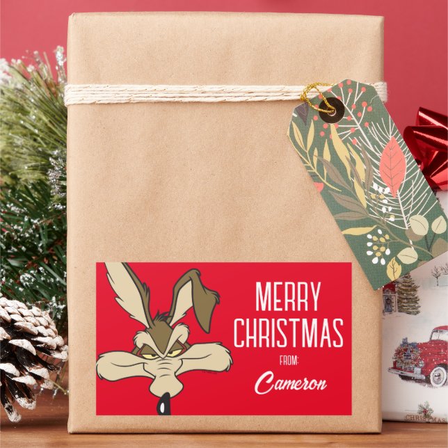 WILE E. COYOTE™ Pleased Head Shot | Happy Holidays Rectangular Sticker (Holiday)