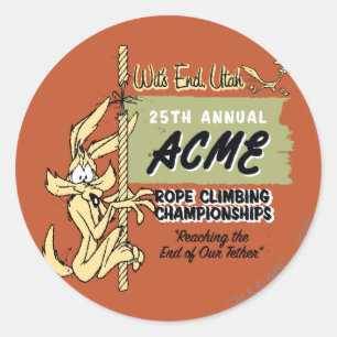WILE E. COYOTE™ Rope Climbing Championships Classic Round Sticker