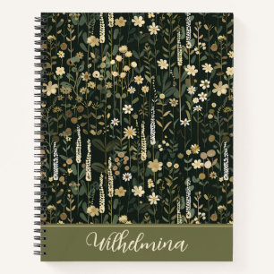 Wilhelmina Dark Daisy Floral Deluxe Notebook