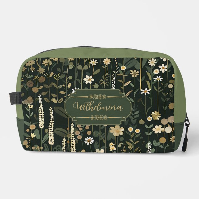 Wilhelmina Dark Daisy Floral Dopp Kit (Front)