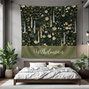 Wilhelmina Dark Daisy Floral Fleece Blanket
