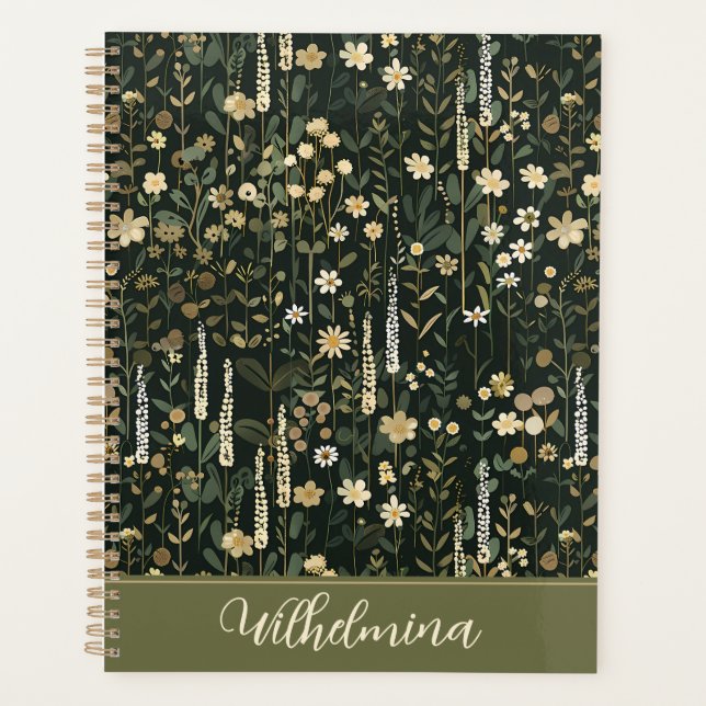 Wilhelmina Dark Daisy Floral Planner (Front)