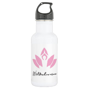 Wilhelmina. lotus W, yoga pose modern script 532 Ml Water Bottle