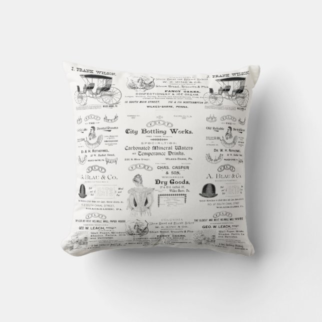 Wilkes-Barre Pennsylvania 1890's advertising  Cushion (Front)