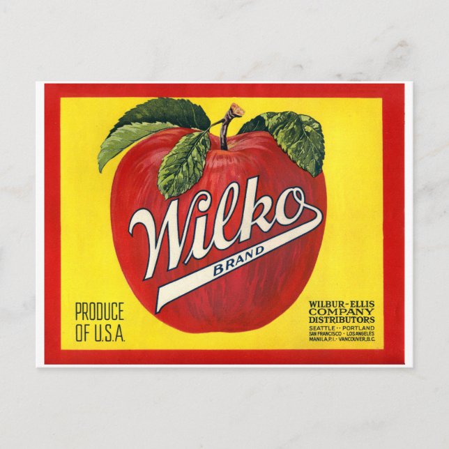 Wilko Brand Apples Vintage Label Postcard (Front)