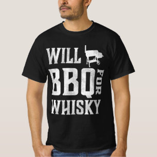 Will BBQ for Whisky Barbecue Brisket Offset Grill  T-Shirt