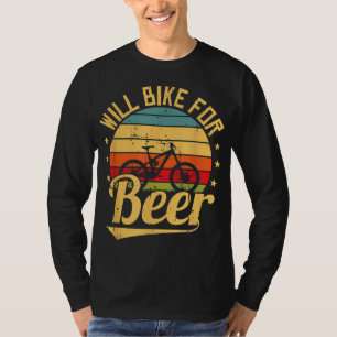 Will Bike for Beer Funny Bike Lovers Biking Vintag T-Shirt