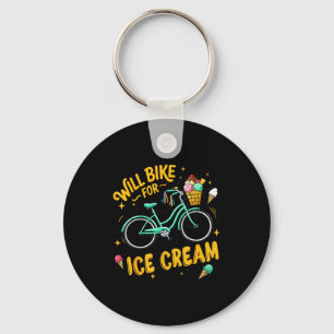 Will bike for ice cream funny bicycle ice cream key ring