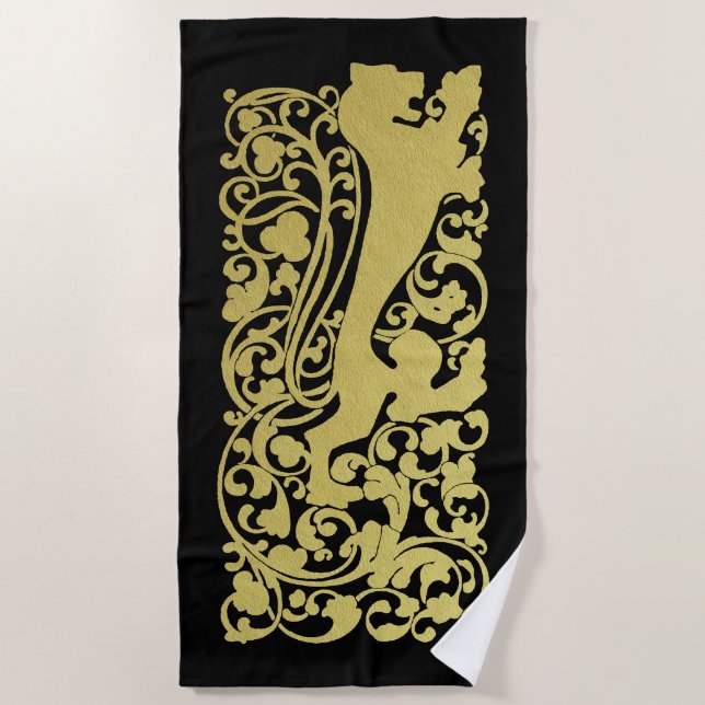 Will Bradley Heraldic Lion Beach Towel (Front)