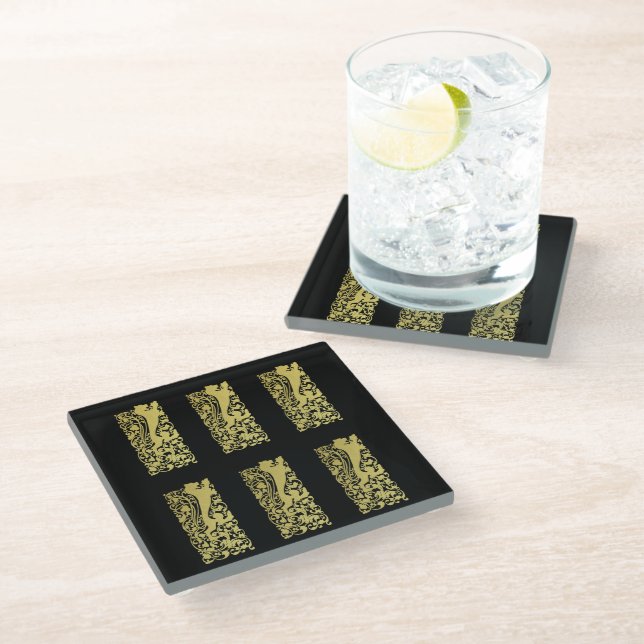 Will Bradley Heraldic Lion Glass Coaster (Angled)