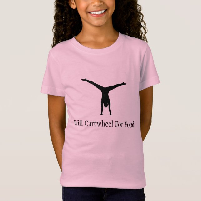 Will cartwheel for food - gymnastics shirt (Front)