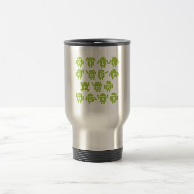 Will Code For Gear (Bugdroid Software Developer) Travel Mug (Center)