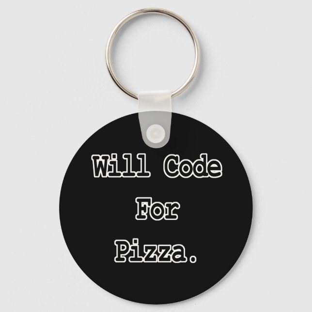 will code for pizza key ring (Front)