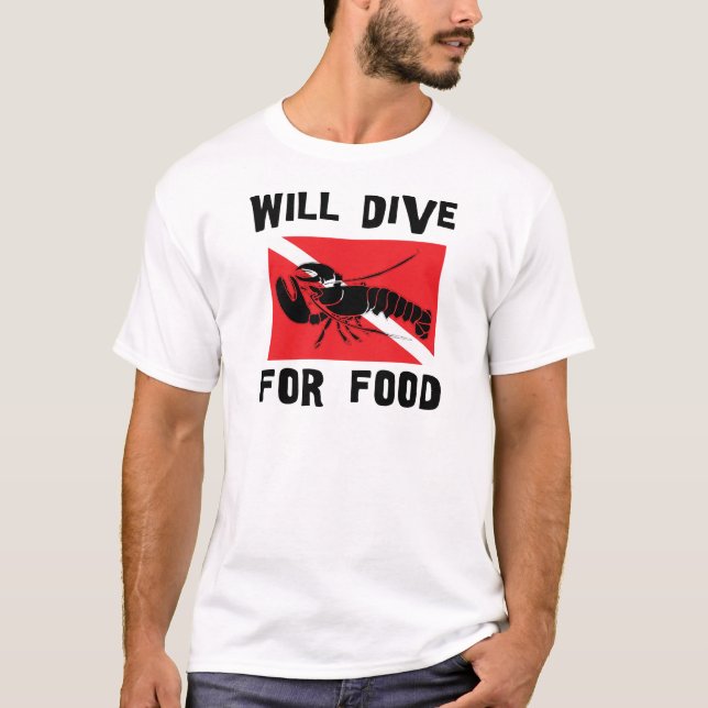Will Dive For Food Down Flag T-Shirt (Front)