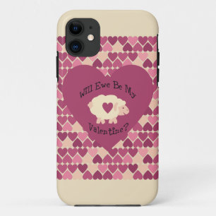 Will Ewe Be My Valentine? Heart background Case-Mate iPhone Case