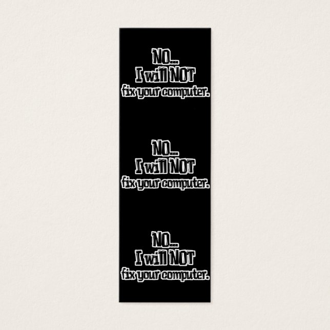 Will NOT Fix Your Computer bookmark (Front)