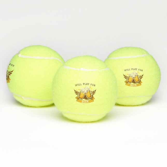 Will PLAY for beer | customisable Tennis Balls (Multi)