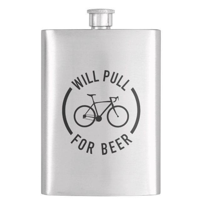 Will Pull For Beer Cycling Hip Flask (Front)