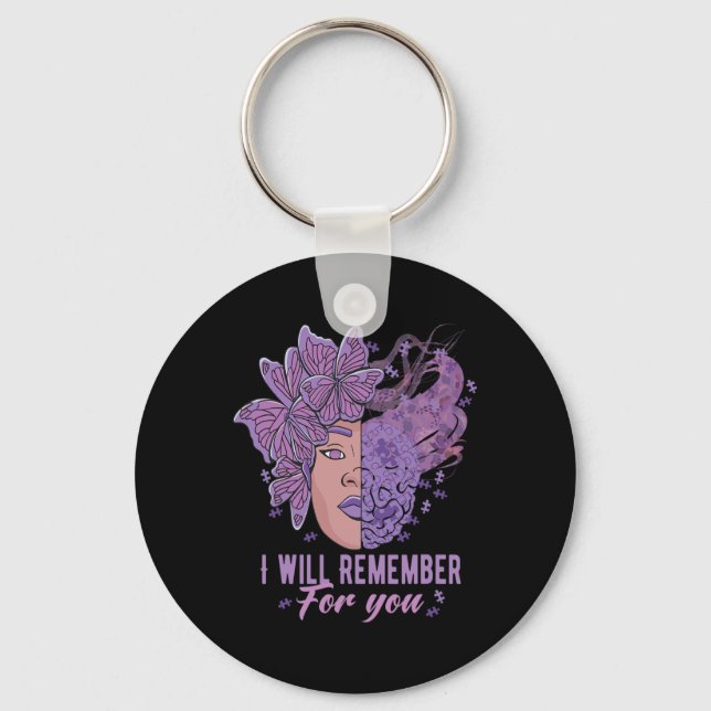 Will Remember For You Alzheimerheimer Awareness Bu Key Ring (Front)