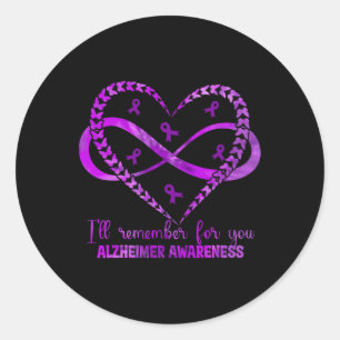Will Remember For You Heart Alzheimerheimers Aware Classic Round Sticker
