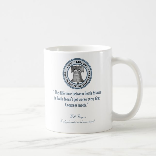 Will Rogers Quote (Death & Taxes) Coffee Mug (Right)