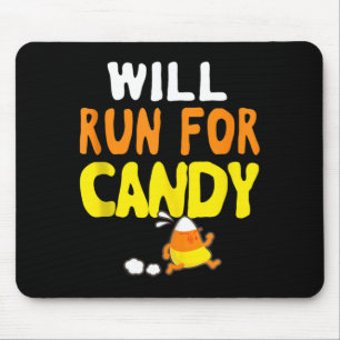 Will Run For Candy Funny Halloween Runner Graphic Mouse Pad