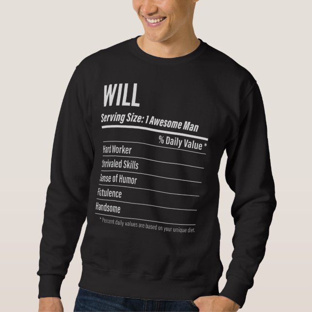 Will Serving Size Nutrition Label Calories Sweatshirt (Front)