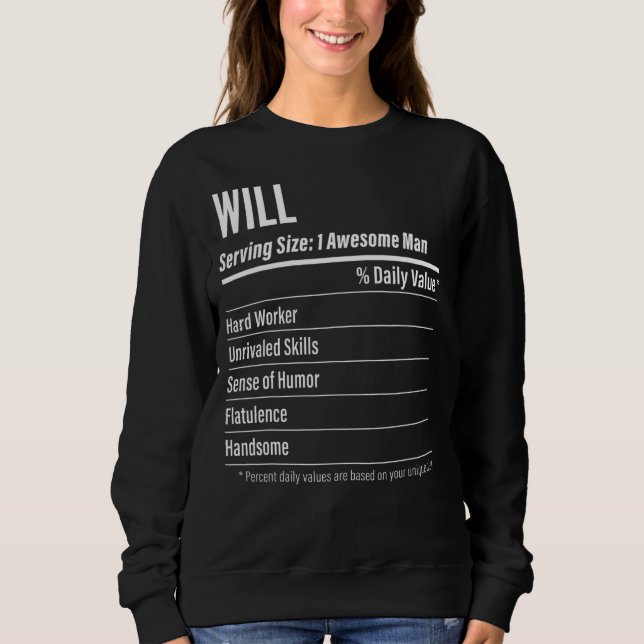Will Serving Size Nutrition Label Calories Sweatshirt (Front)