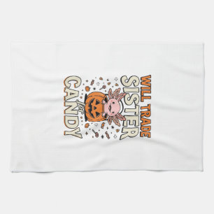 Will Trade Sister for Candy Axolotl Halloween Desi Tea Towel