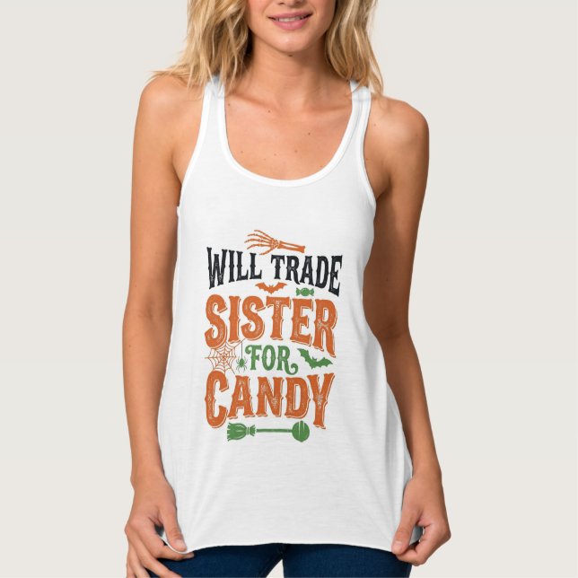 Will Trade Sister For Candy Halloween Shirt Design (Front)