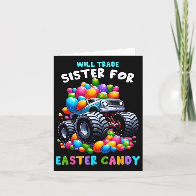 Will Trade Sister For Easter Candy I Funny Egg Hun Card (Front)