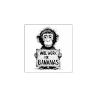 Will Work for Bananas - Humorous Monkey Sketch