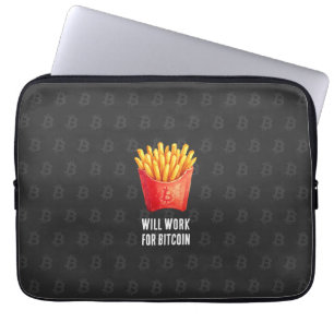 Will Work For Bitcoin (Black) Laptop Sleeve