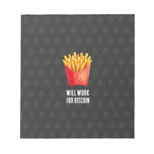 Will Work For Bitcoin (Black) Notepad