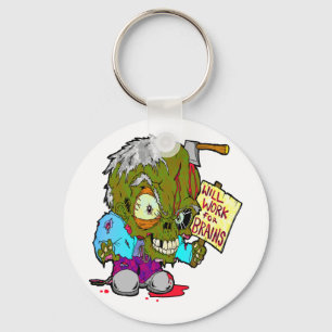 Will Work for Brains Key Ring