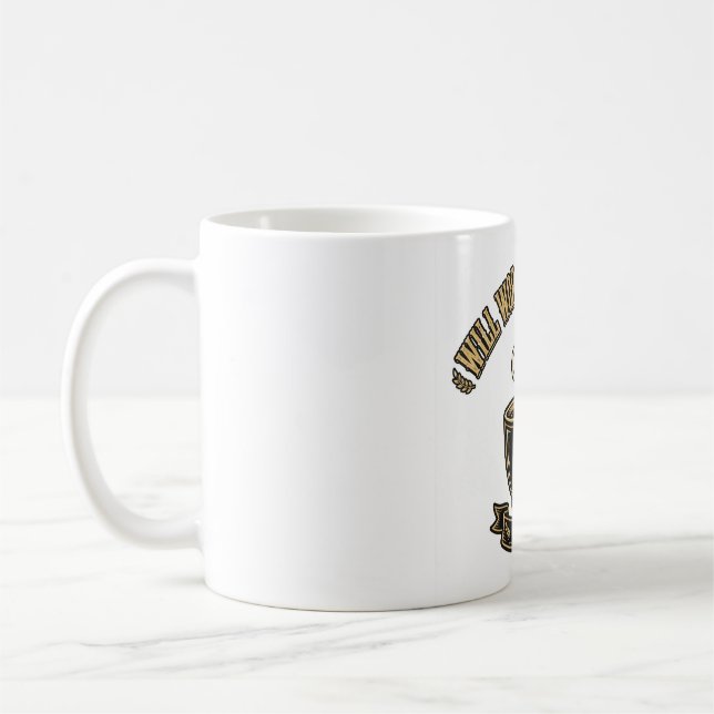 Will Work for Caffeine Funny Funeral Director Mug (Left)