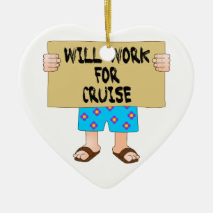 Will Work for Cruise Ceramic Tree Decoration