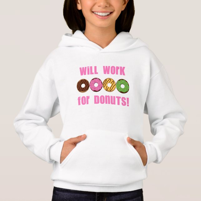 Will Work for Doughnuts Kids T-Shirt (Front)