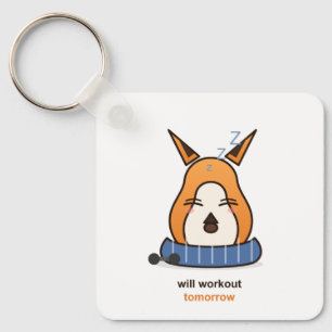 Will Workout Tomorrow Funny Fox Gym Humour Key Ring