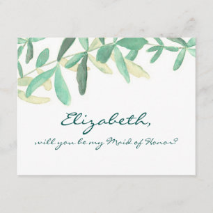Will yo Be my Maid of Honour Modern Botanical Invitation