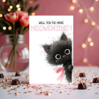 Will You Be Mine Meowentine? Cute Valententine's  Holiday Card