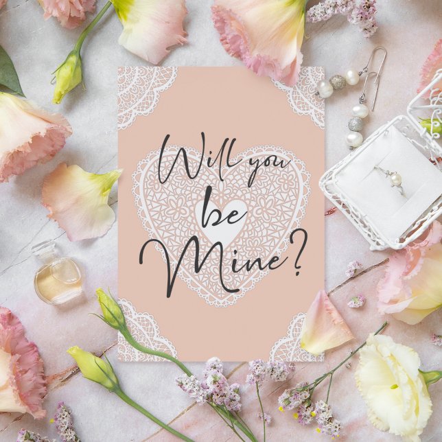 Will You Be Mine Romantic Lace Heart Card (Creator Uploaded)
