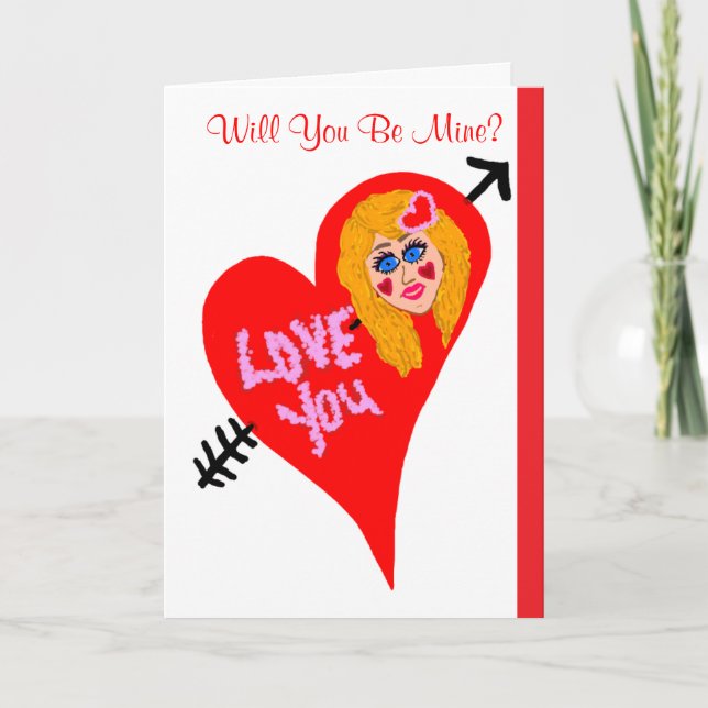 Will You Be Mine Valentine Holiday Card (Front)