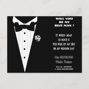 will you be my best man ? be my groomsmen invitation postcard