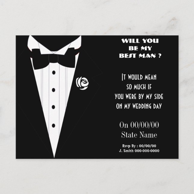 will you be my best man ? be my groomsmen invitation postcard (Front)