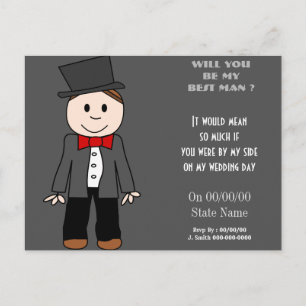 will you be my best man ? be my groomsmen invitation postcard