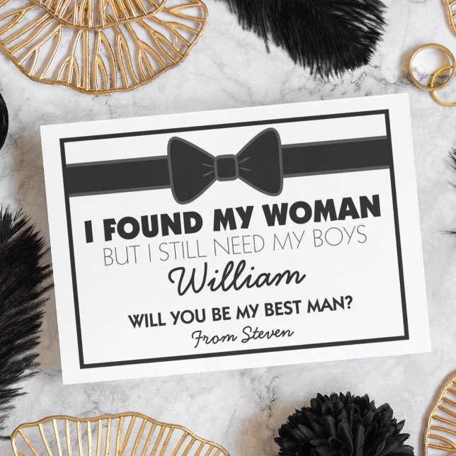 Will You Be My Best Man Black White Bow Tie Invitation (Creator Uploaded)