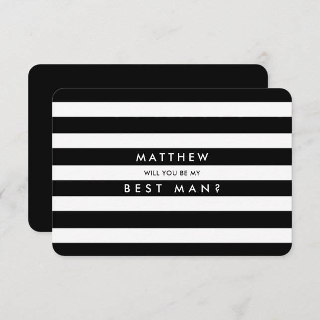 Will you be my Best Man? Black White Stripes Invitation (Front/Back)
