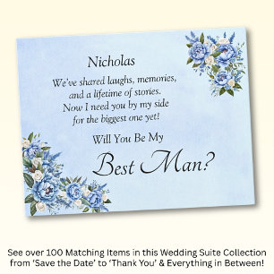 Will You Be My Best Man? Blue Peony Card